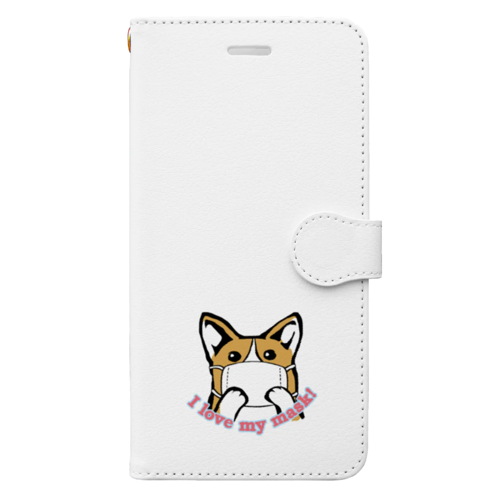 犬グッズの店しえるぶるーのアイラブマスク　コーギー Book-Style Smartphone Case