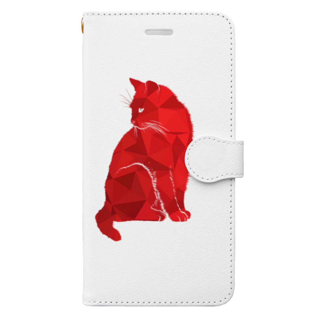 shop m'sのレッドキャット Book-Style Smartphone Case