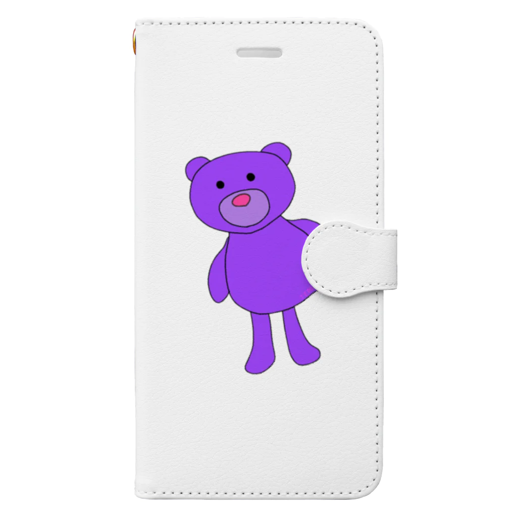 テディベアの紫くま Book-Style Smartphone Case