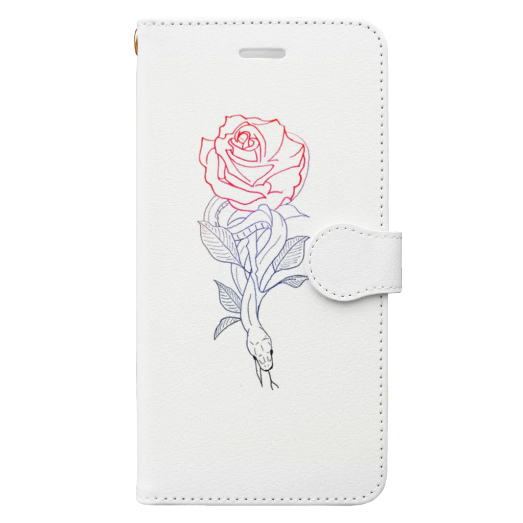 スネークのお家の蛇と薔薇 Book-Style Smartphone Case