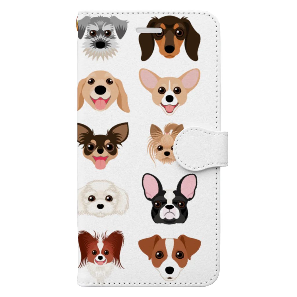 kimchinのいろいろな犬種のかわいい顔 Book-Style Smartphone Case