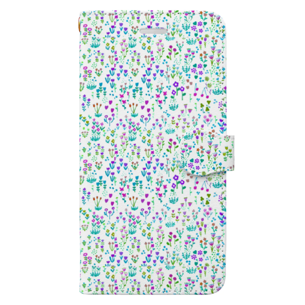 masumi maedaのルンルン小花柄　スマホケース　寒色 Book-Style Smartphone Case