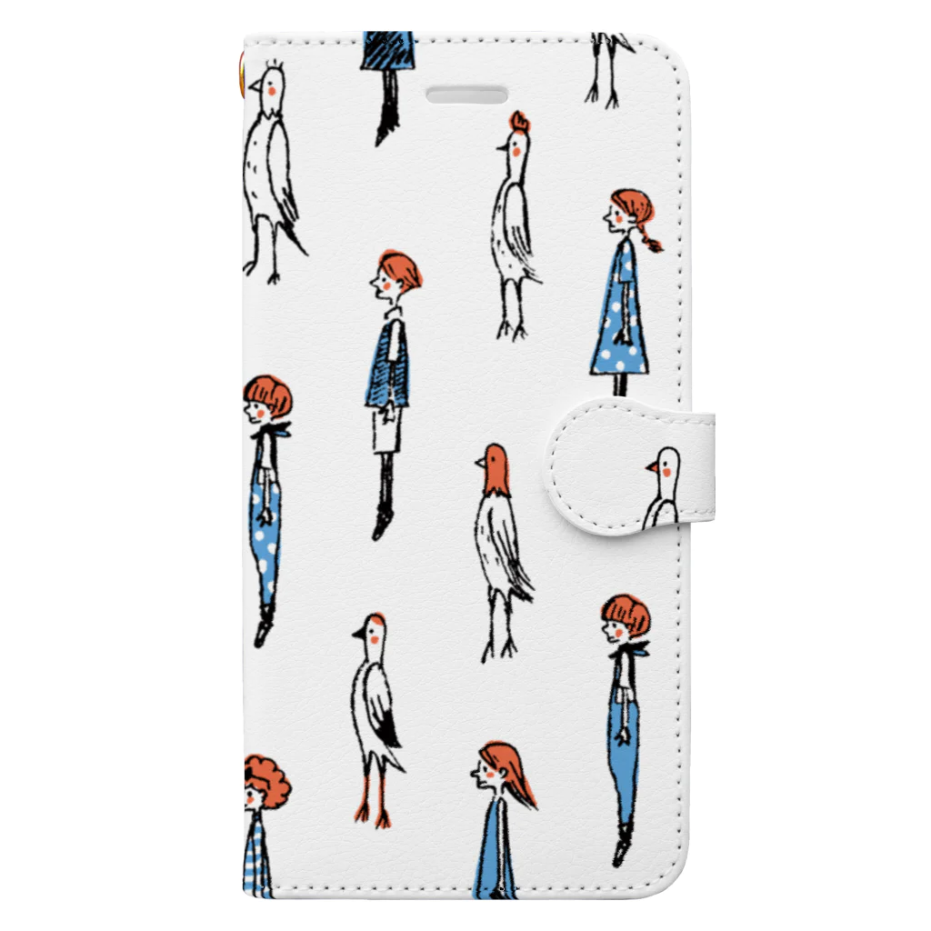 てら ねこグッズのI WISH I WERE A BIRD.青い服 Book-Style Smartphone Case