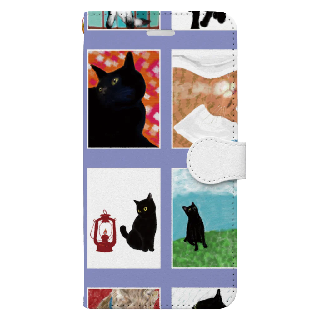 WAMI ARTの猫の窓藤色 Book-Style Smartphone Case