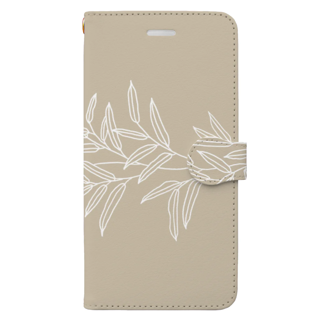 UsamaruのElegnt Leaves - brown Book-Style Smartphone Case