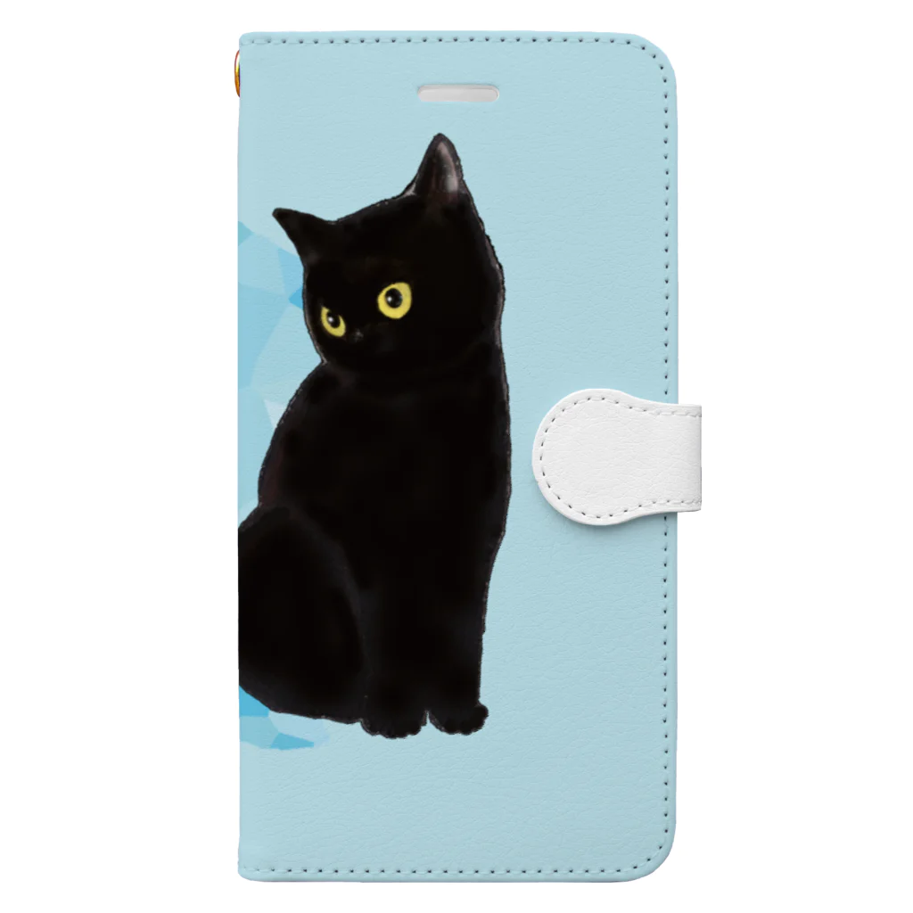 WAMI ARTの青いハートと黒猫2 Book-Style Smartphone Case