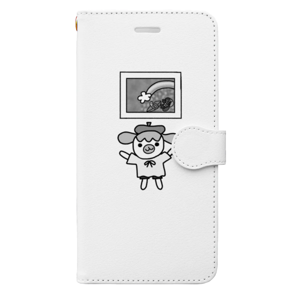 usa100のモノクロ　虹と紫陽花とかしこい君 Book-Style Smartphone Case