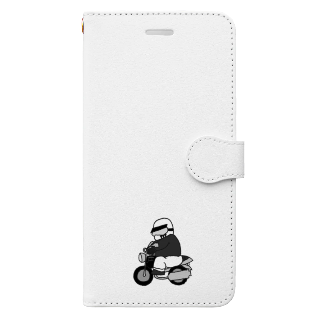 @930の弁慶バイク(モノクロ) Book-Style Smartphone Case