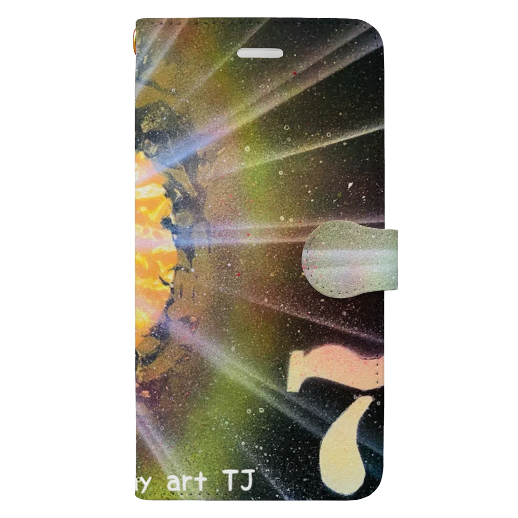 小さな宇宙工房おっちーの【NO.7 happiness〜original spray art〜】 Book-Style Smartphone Case