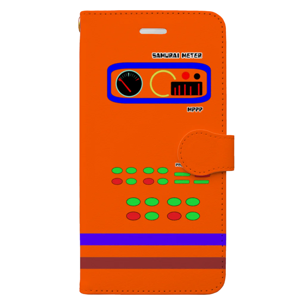 サムライデザインウォレットフォンケースのレトロメカ×オレンジ Book-Style Smartphone Case