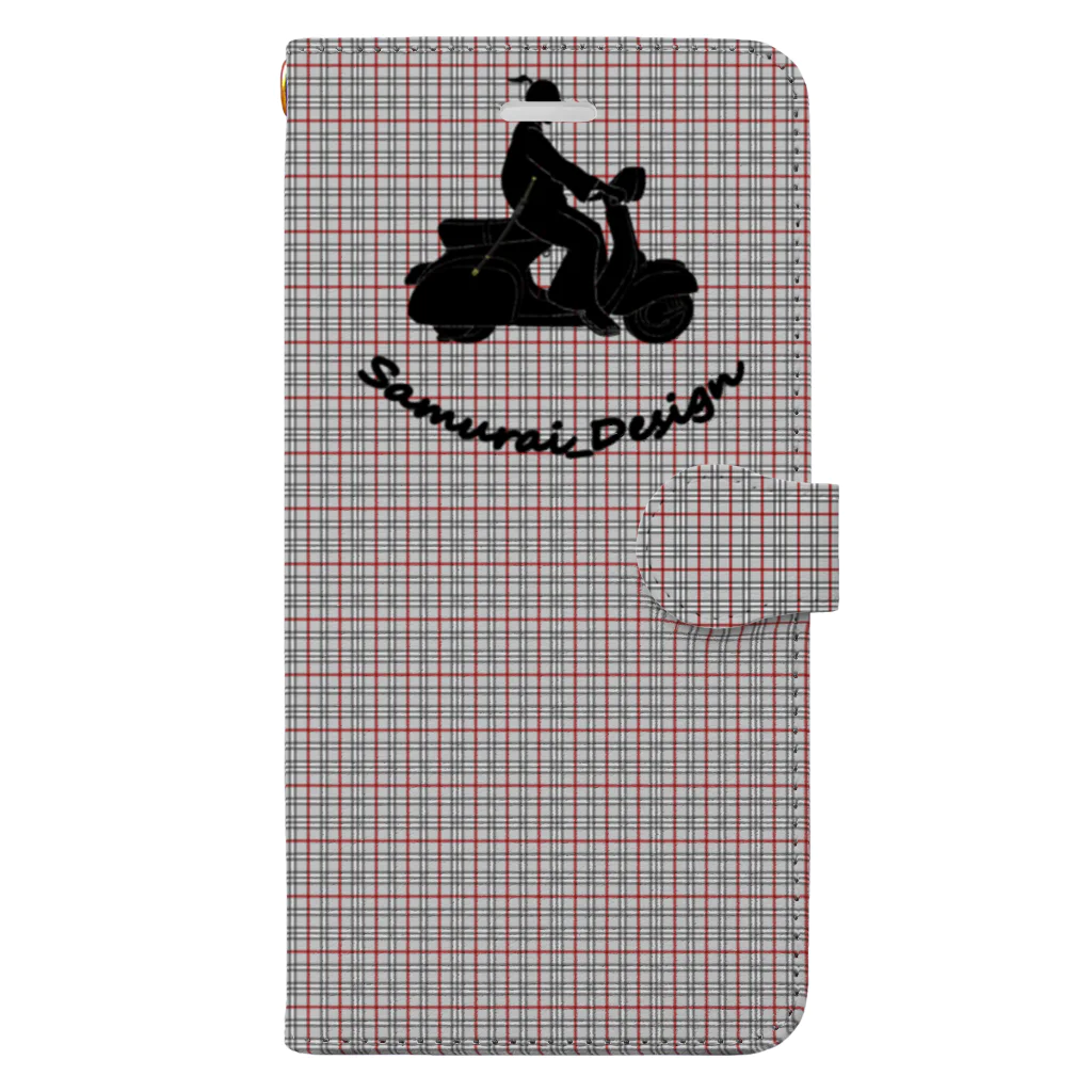 サムライデザインウォレットフォンケースのサムライヴェスパ×グレイチェック Book-Style Smartphone Case