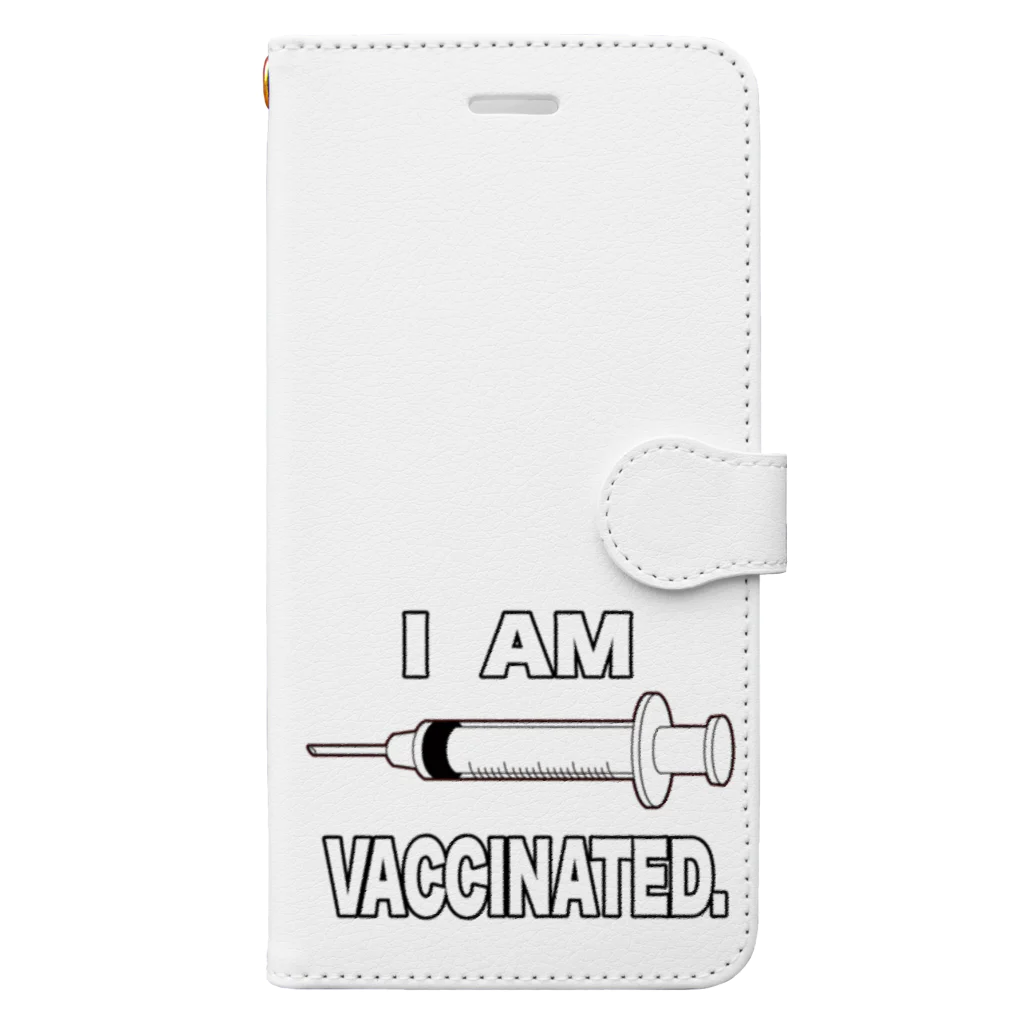 illust_designs_labのワクチン接種済みのイラスト COVID-19 vaccine mRNA 英語文字付き Book-Style Smartphone Case