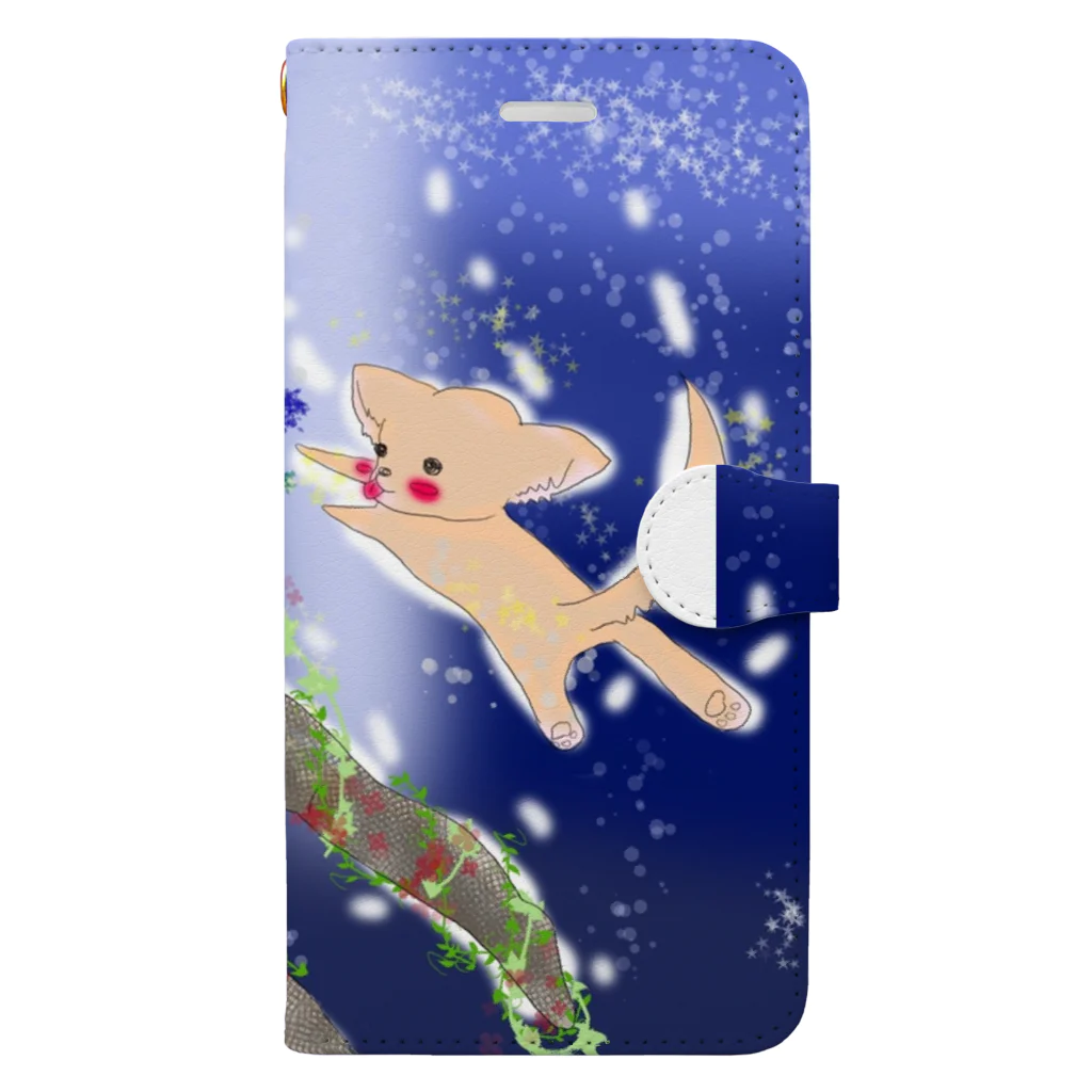 くぅちゃんの犬と星と女の子 Book-Style Smartphone Case