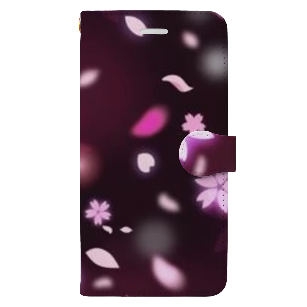 ASADAO店🐢🌴🌺✨の散りゆく夜桜🌸 Book-Style Smartphone Case