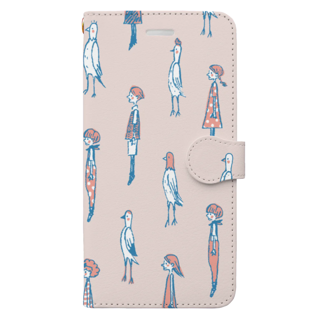 てら ねこグッズのI WISH I WERE A BIRD.ピンク Book-Style Smartphone Case