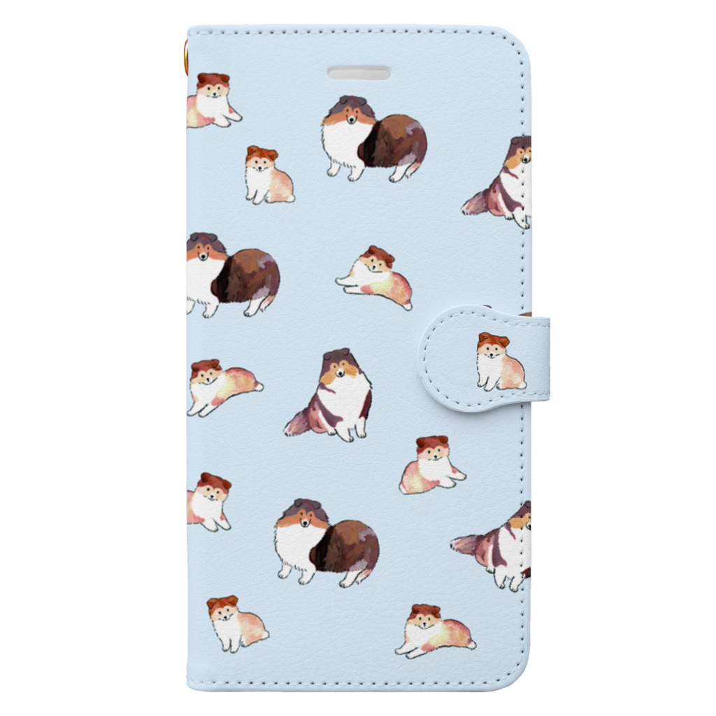 ずっこ（zucco.)のシェルティのおやこ Book-Style Smartphone Case