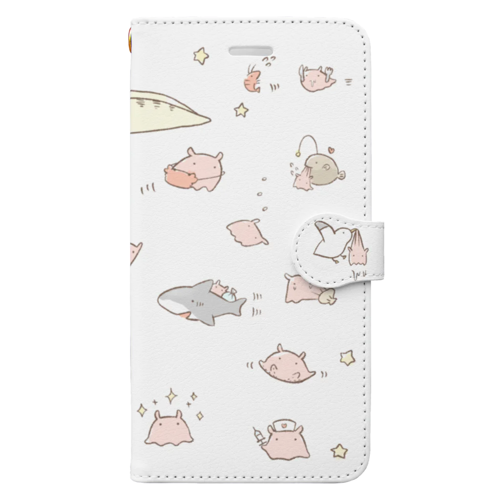 めんだこ・さうるす本舗のめんだこちゃんスマホケース─くうもの、くわれるもの─ Book-Style Smartphone Case