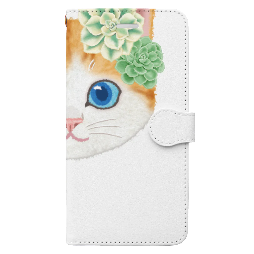 いっぷく堂のねこちゃん（多肉植物） Book-Style Smartphone Case