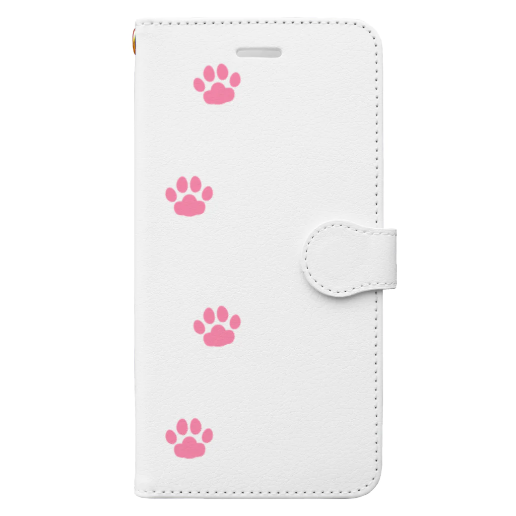 Baby Tigerの猫のあしあと(ピンク・タテ) Book-Style Smartphone Case