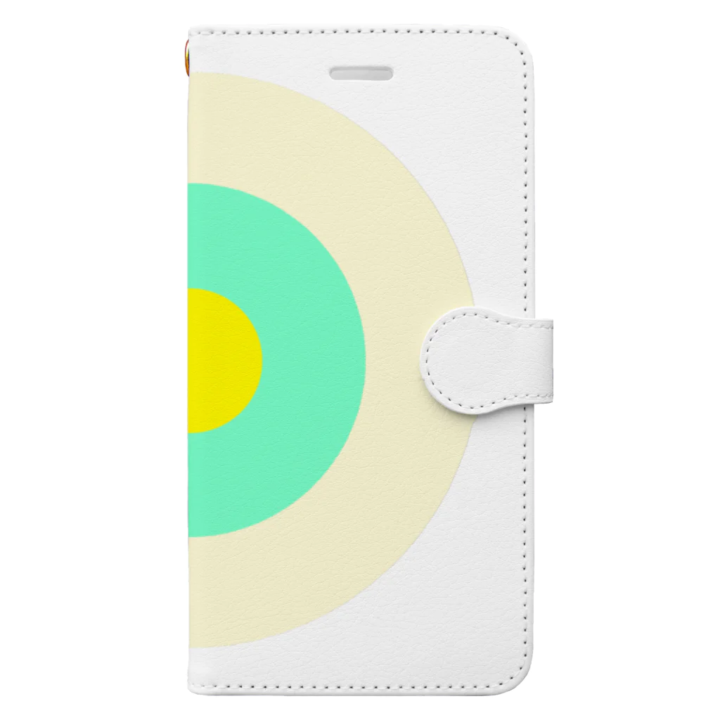 CORONET70のサークルa・クリーム・ペパーミント・黄 Book-Style Smartphone Case