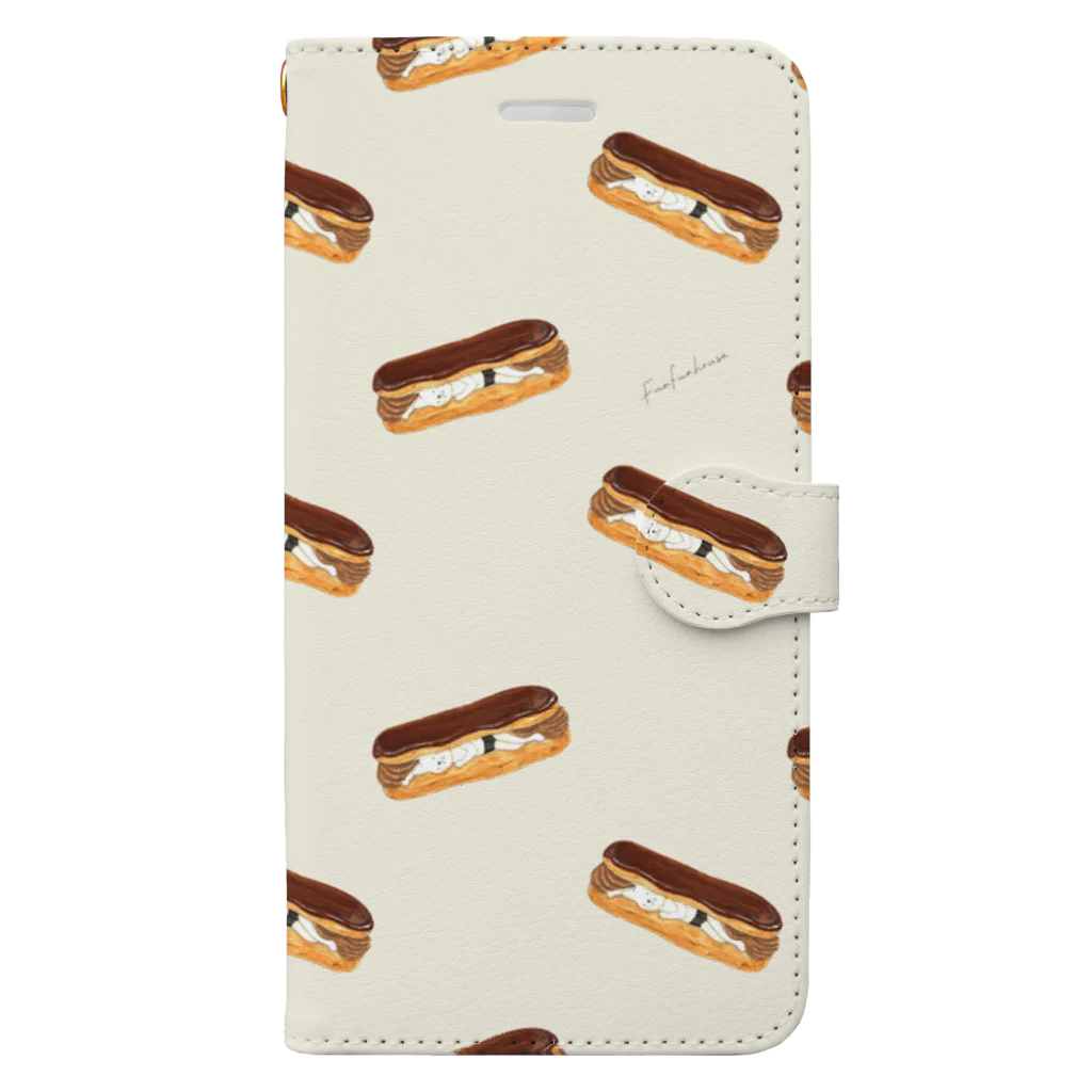 FWAFWA house+のネコぱんとエクレア  Book-Style Smartphone Case