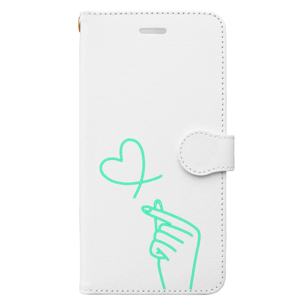 らくがきクオリティのmint green lover Book-Style Smartphone Case