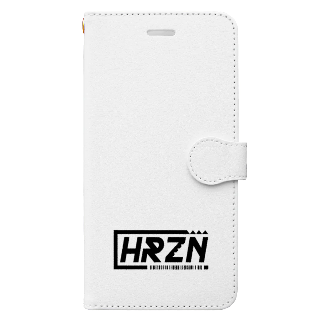 HRZN SUZURIのHRZNブラックバーコードロゴ 手帳型スマホケース