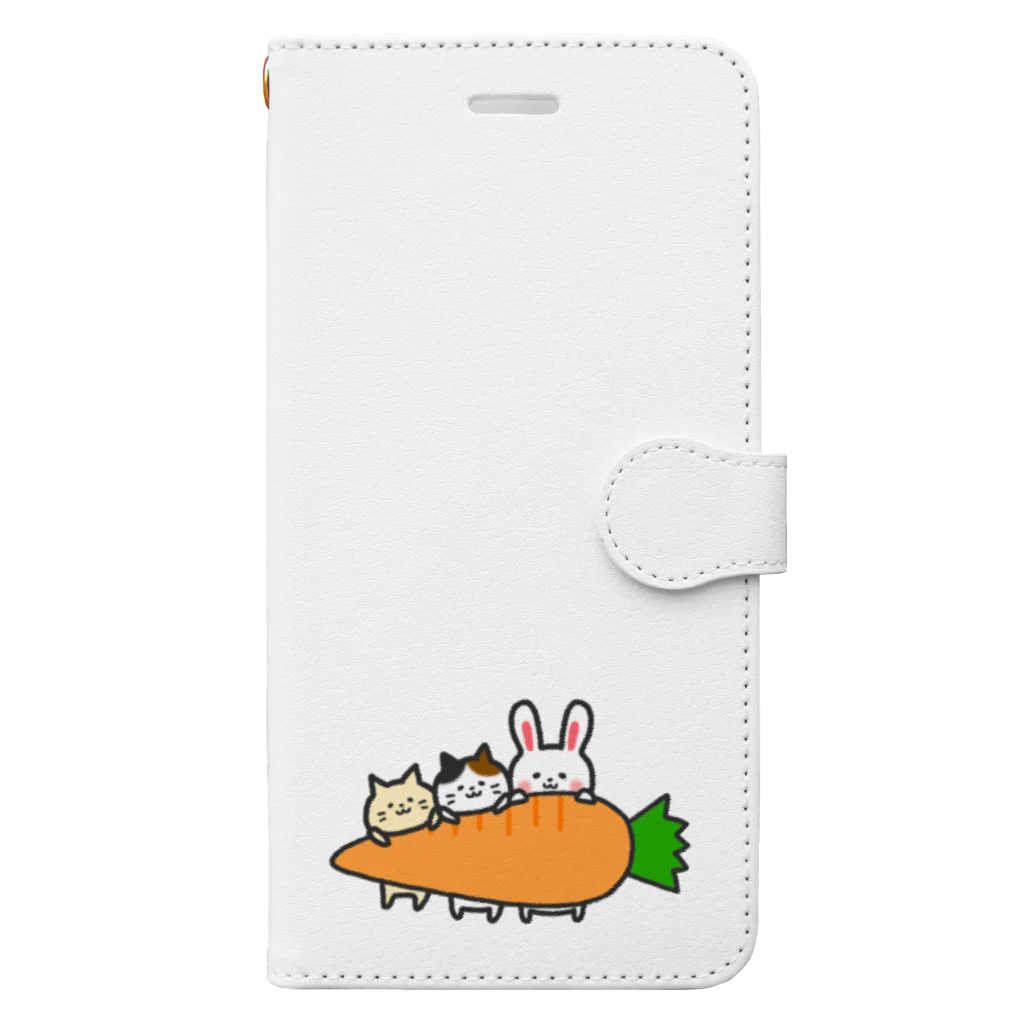 もちぱっちのうさぎさんと猫さん Book-Style Smartphone Case