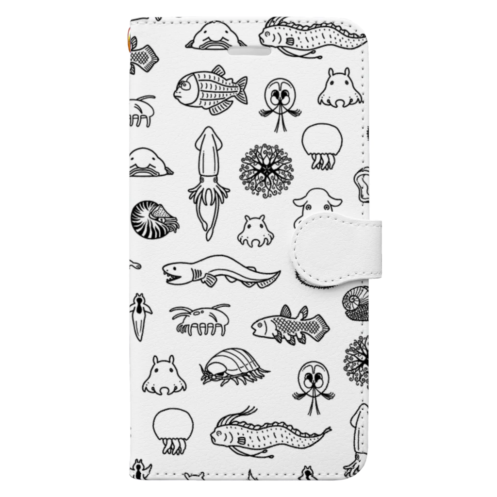 深海Collectiteの深海生物集合（ライン）白 Book-Style Smartphone Case