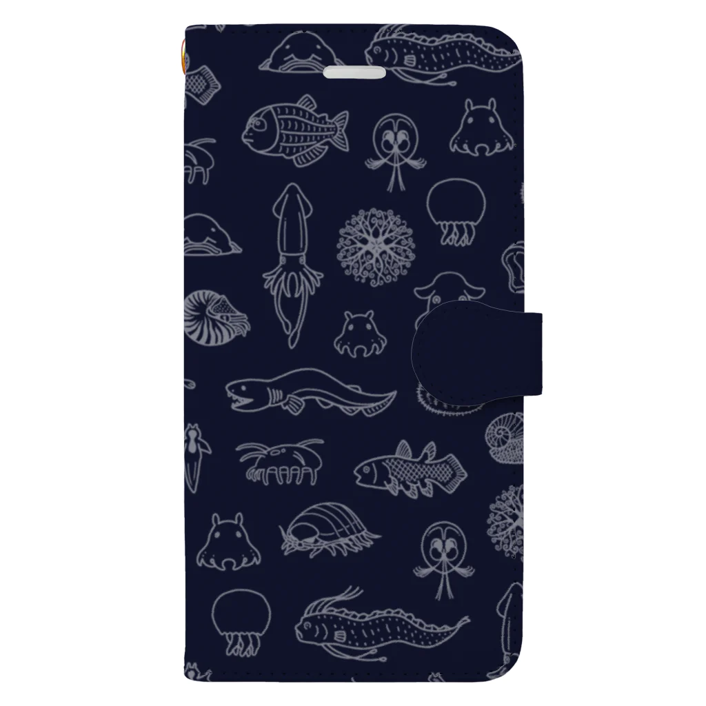 深海Collectiteの深海生物集合（ライン）ネイビー Book-Style Smartphone Case