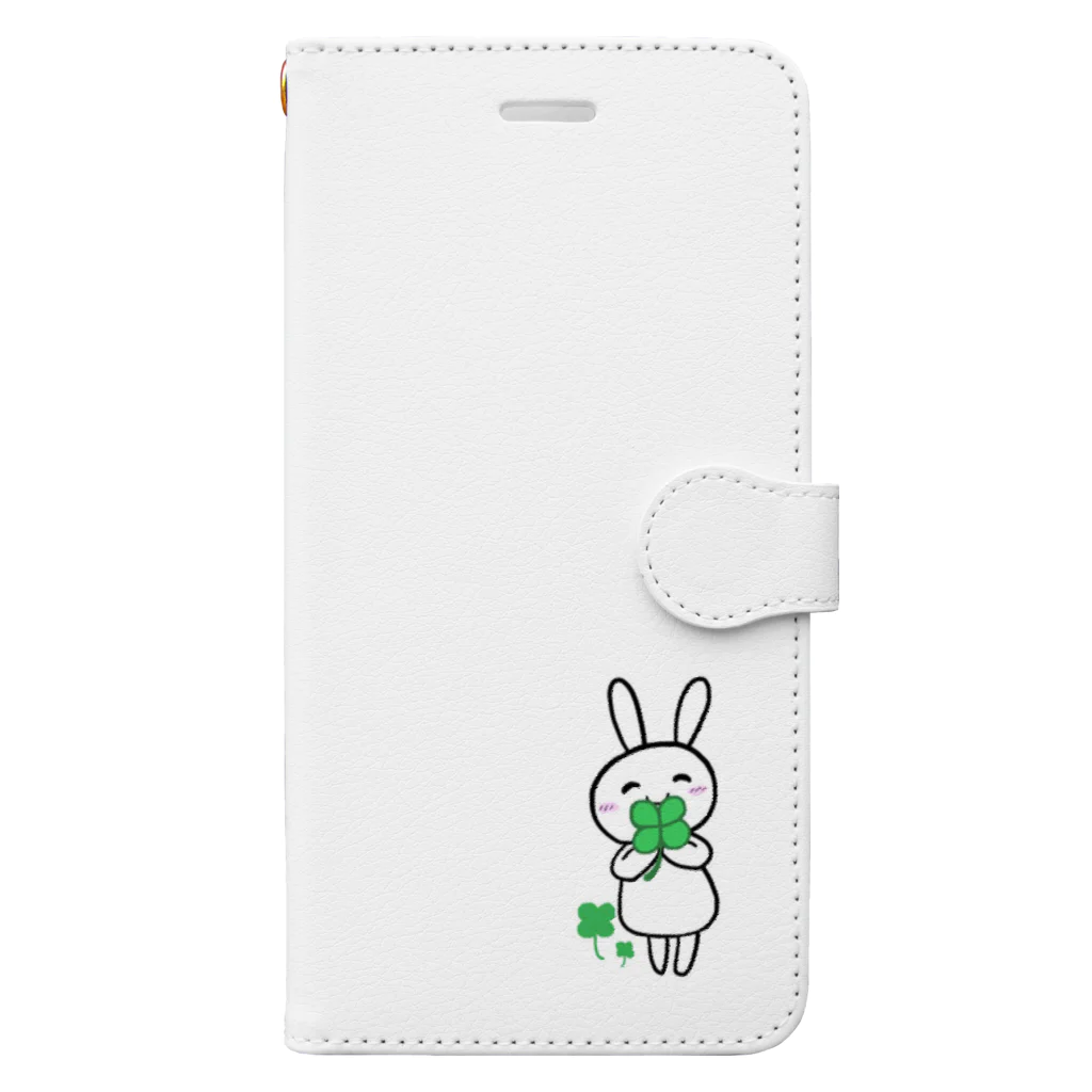 りえのほんわかイラストグッズのおえかきうさぎ♧クローバー Book-Style Smartphone Case