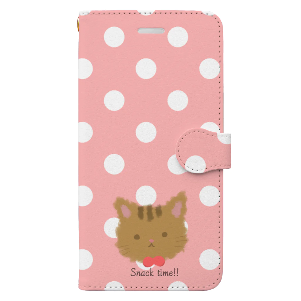 atapyoのもこもこ猫さん(水玉) Book-Style Smartphone Case