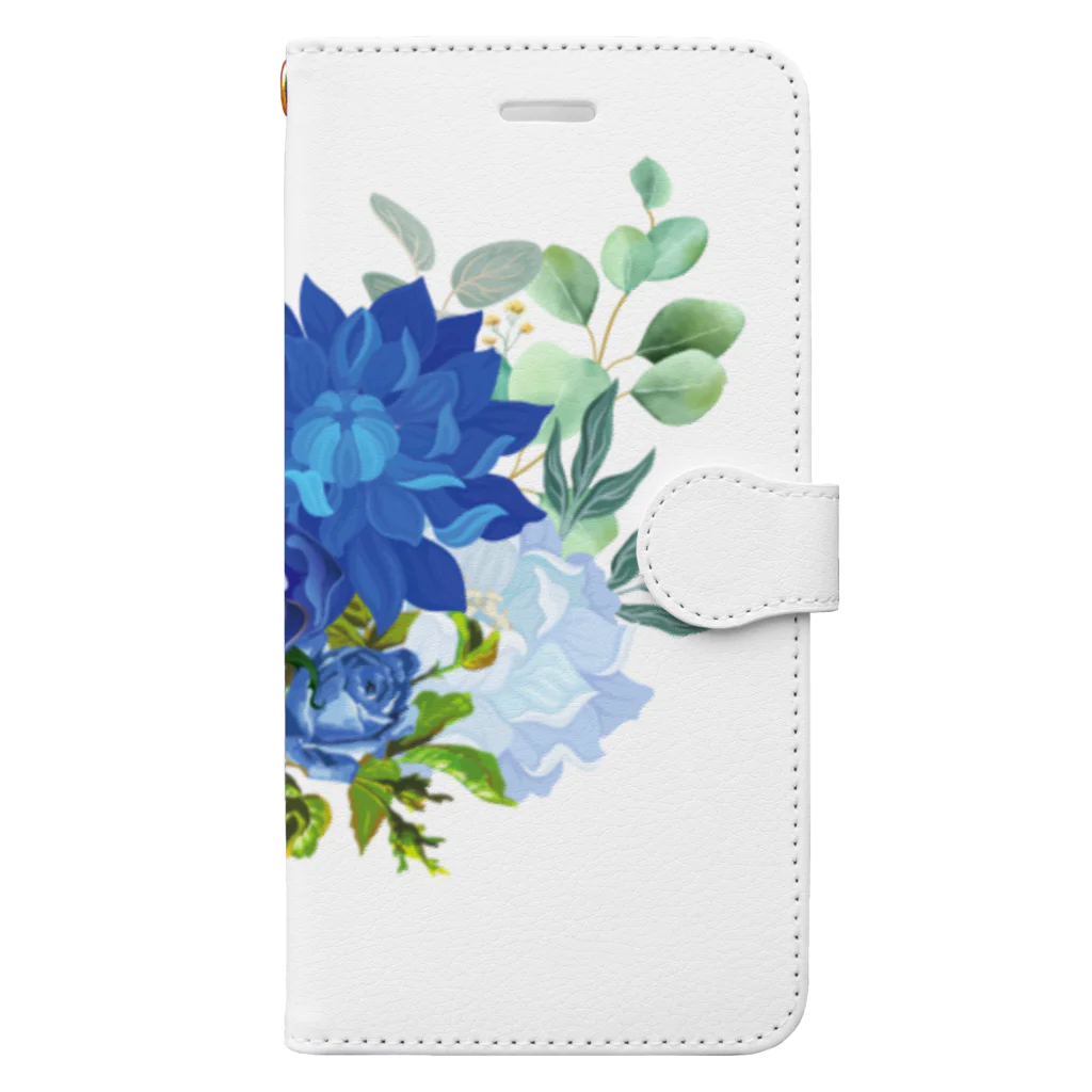 白蓮の青い花束 手帳型スマホケース