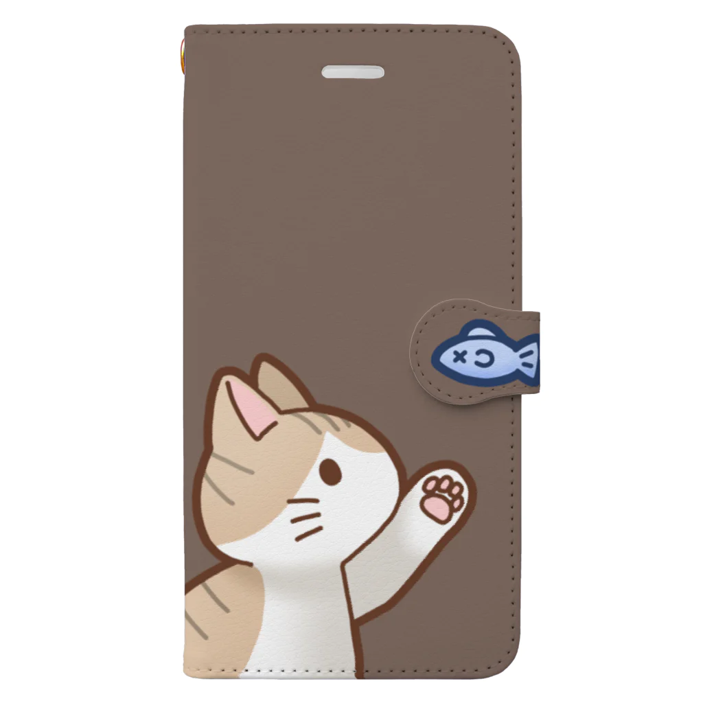 かわいいもののおみせ　いそぎんちゃくのお魚にゃーバージョン２　茶白　ブラウン Book-Style Smartphone Case