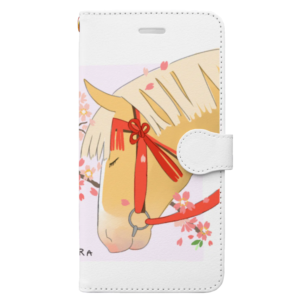 poniponiの桜まつりの馬 Book-Style Smartphone Case