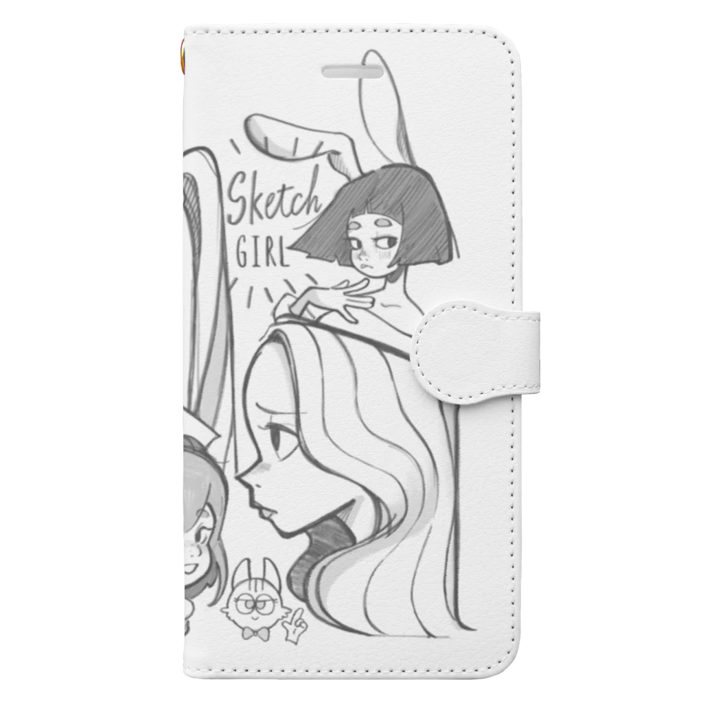 はくさいの直売所のSketch Girl(モノクロ) Book-Style Smartphone Case