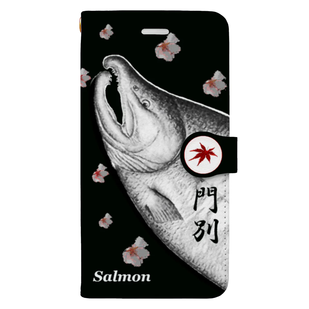 G-HERRINGの鮭！（SALMON；もみじ；桜）（門別；Salmon）あらゆる生命たちへ感謝をささげます。 Book-Style Smartphone Case