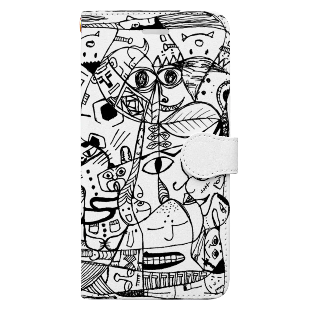 ZIGZIG CIDER GRAPHICのいろんな所にいろんな顔 Book-Style Smartphone Case