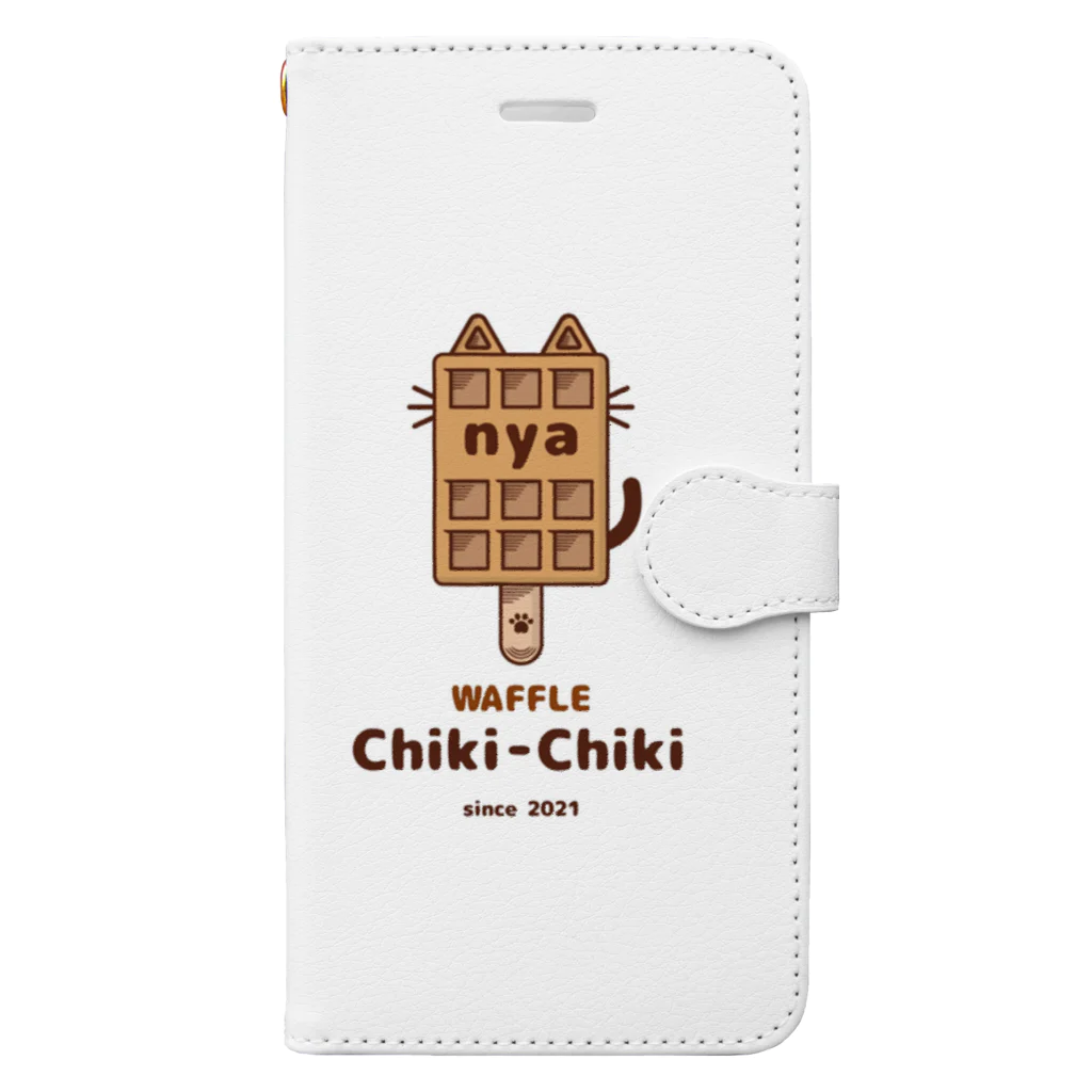 waffle_chiki_chikiのにゃっふるちゃん1 ねこ 手帳型スマホケース