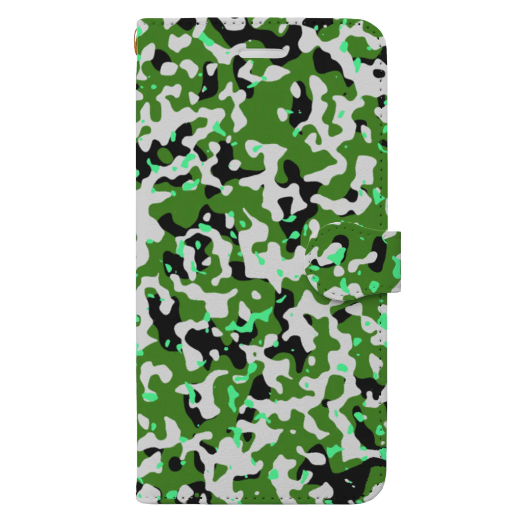 Military Casual LittleJoke のCamo AGR Green アグレッサー迷彩 緑色 サバゲー装備 Book-Style Smartphone Case