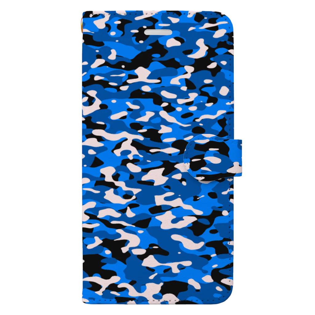 Military Casual LittleJoke のCasualCamo SkyBlue カジュアル迷彩 空色 手帳型スマホケース