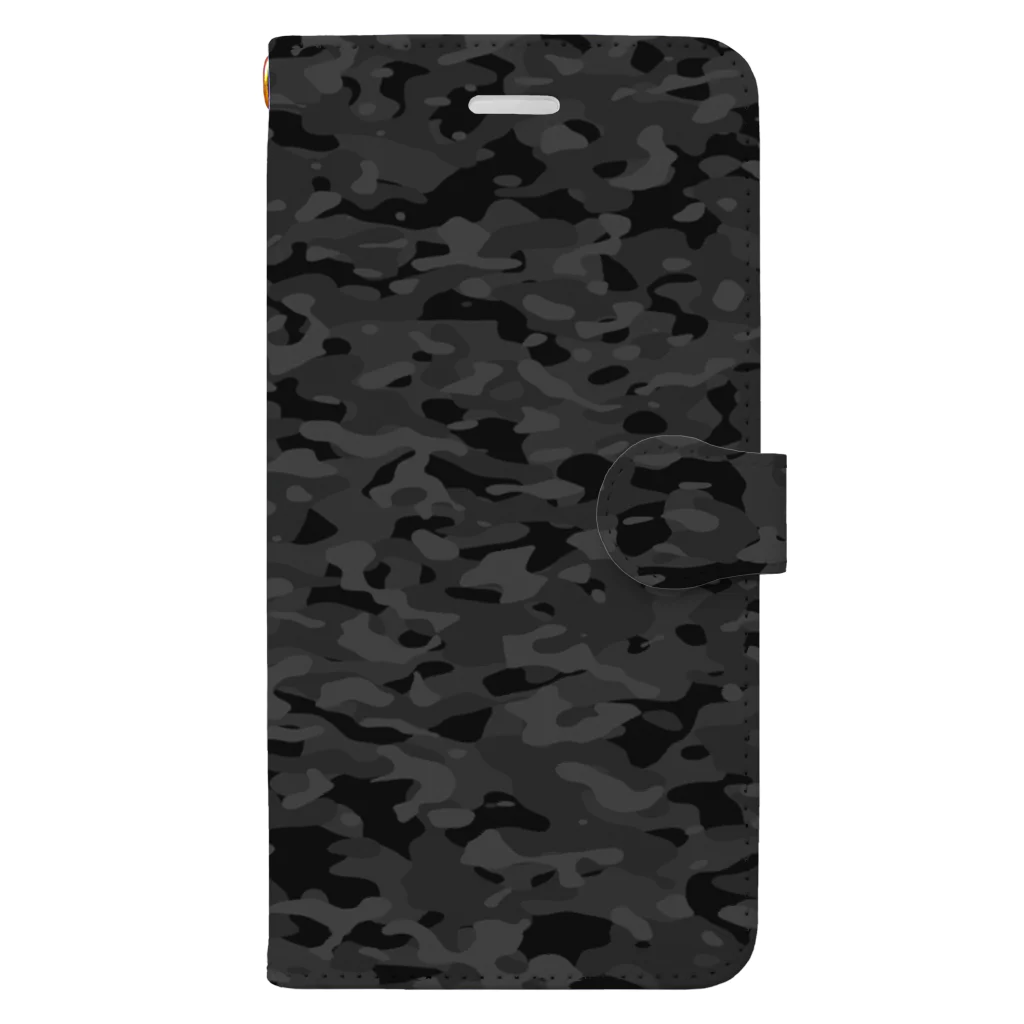 Military Casual LittleJoke のCasualCamo Black カジュアル迷彩 黒色 サバゲー装備 手帳型スマホケース