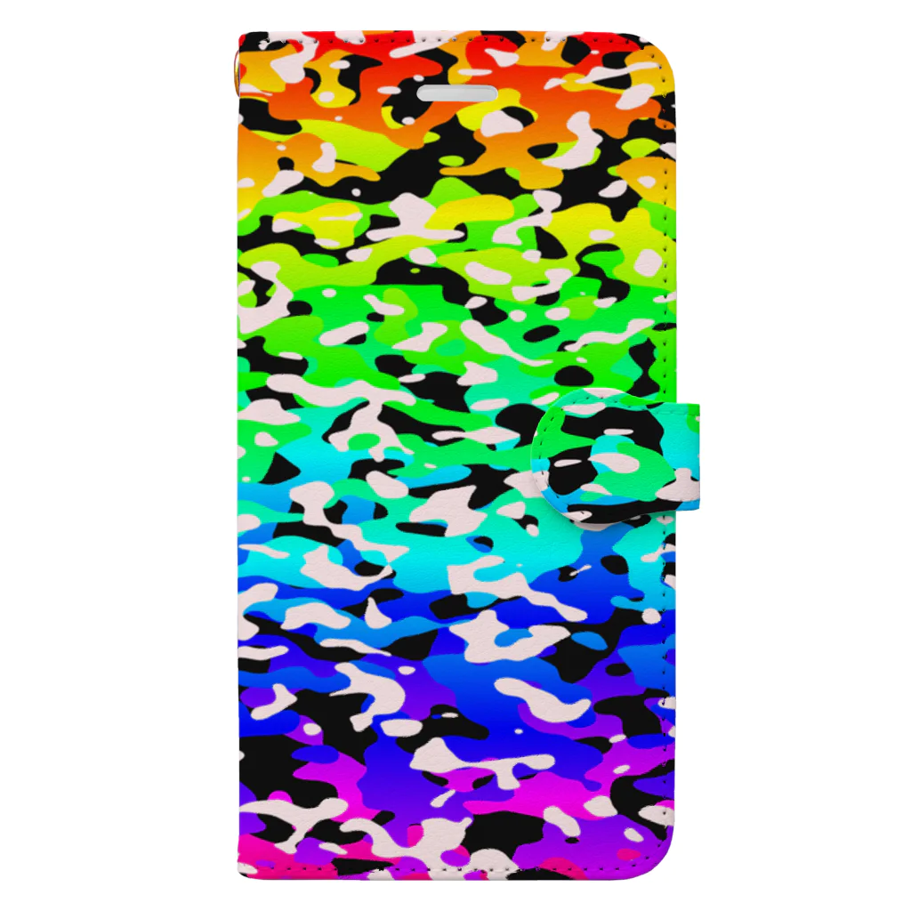 Military Casual LittleJoke のCasualCamo Rainbow カジュアル迷彩 虹色 パターン レインボー 手帳型スマホケース