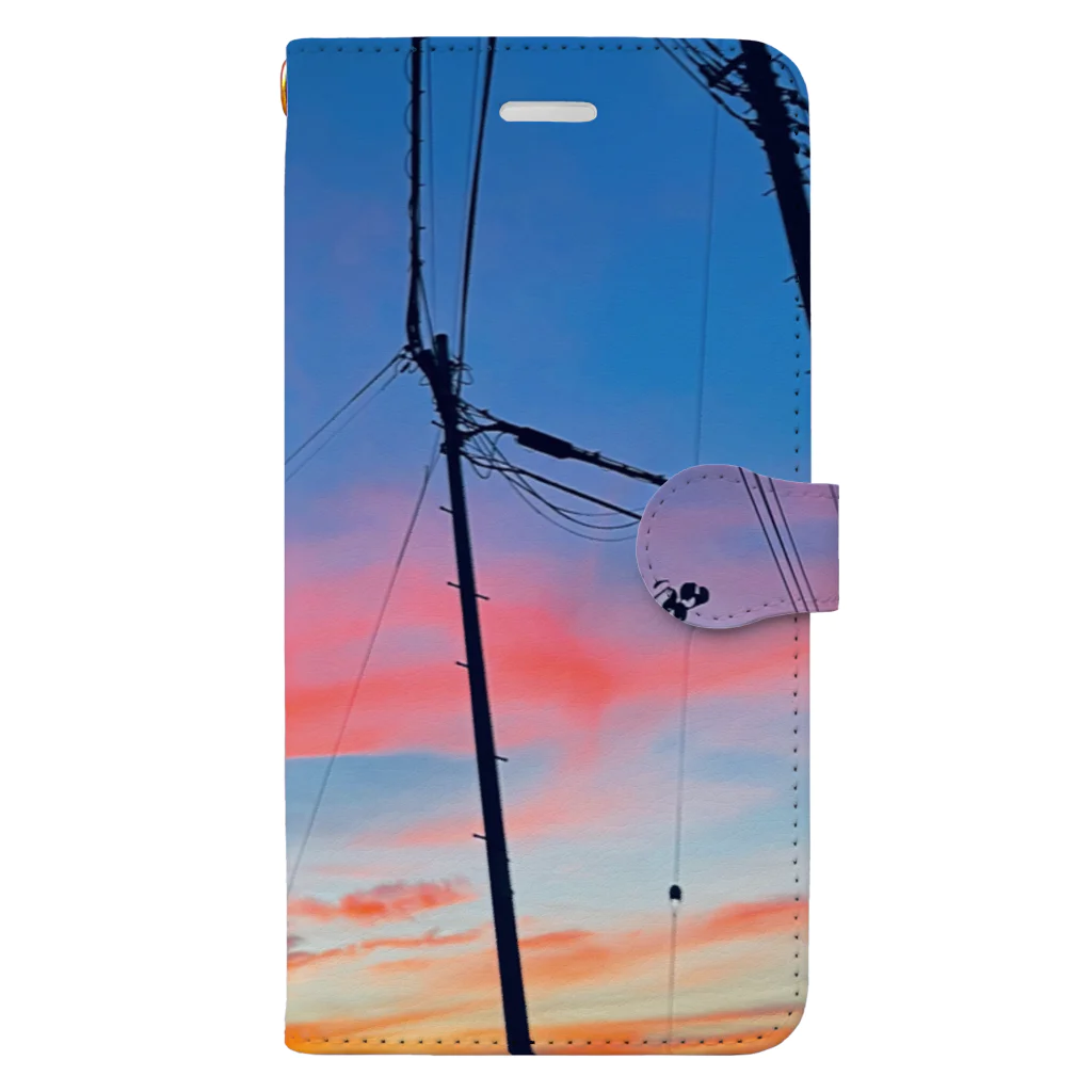 きりとりけずるの田舎の夕景 Book-Style Smartphone Case