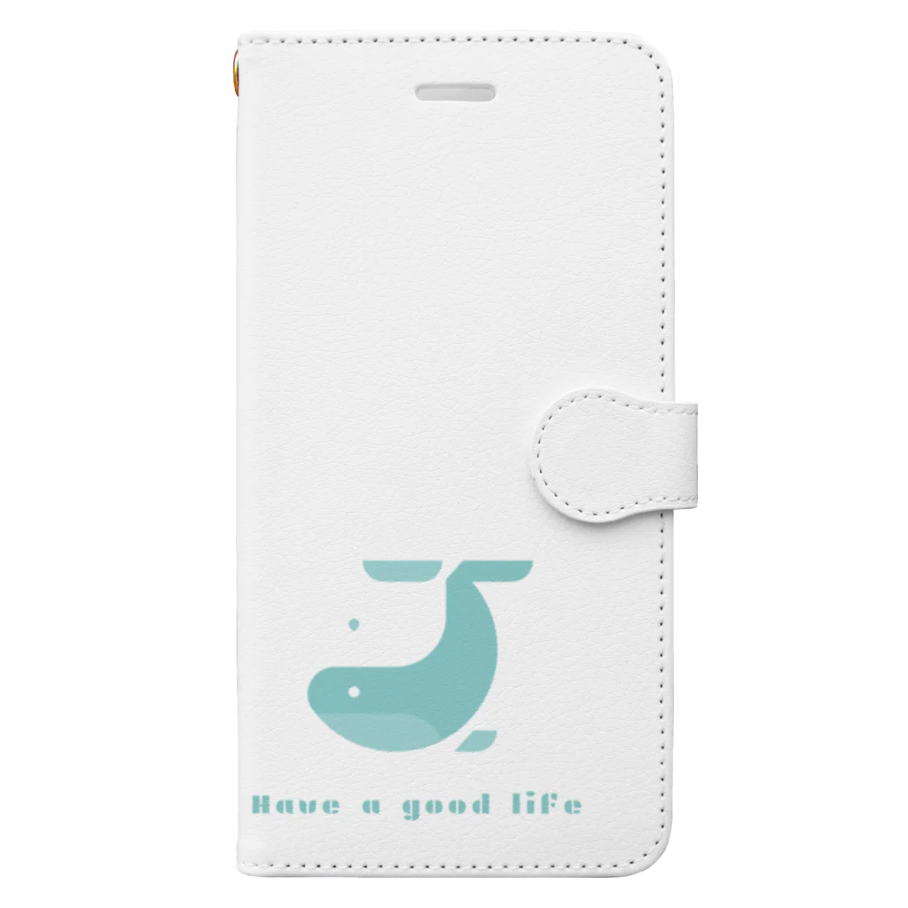 Have a good lifeのクジラロゴ 手帳型スマホケース