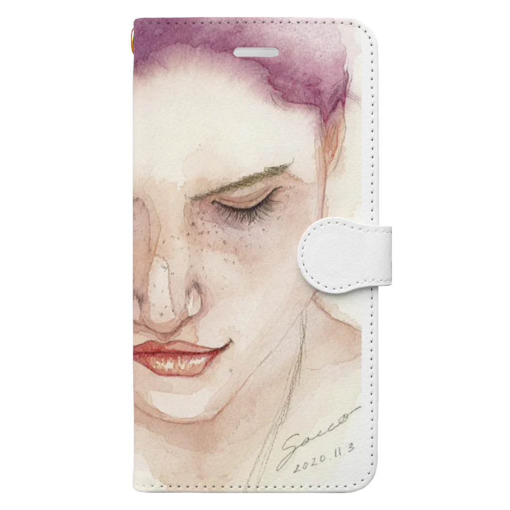 sacco_in offical goodsのCool Beauty Book-Style Smartphone Case