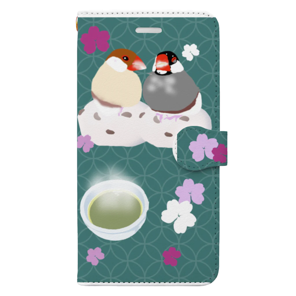 KINAKOLab@SUZURIの和菓子と文鳥さん Book-Style Smartphone Case