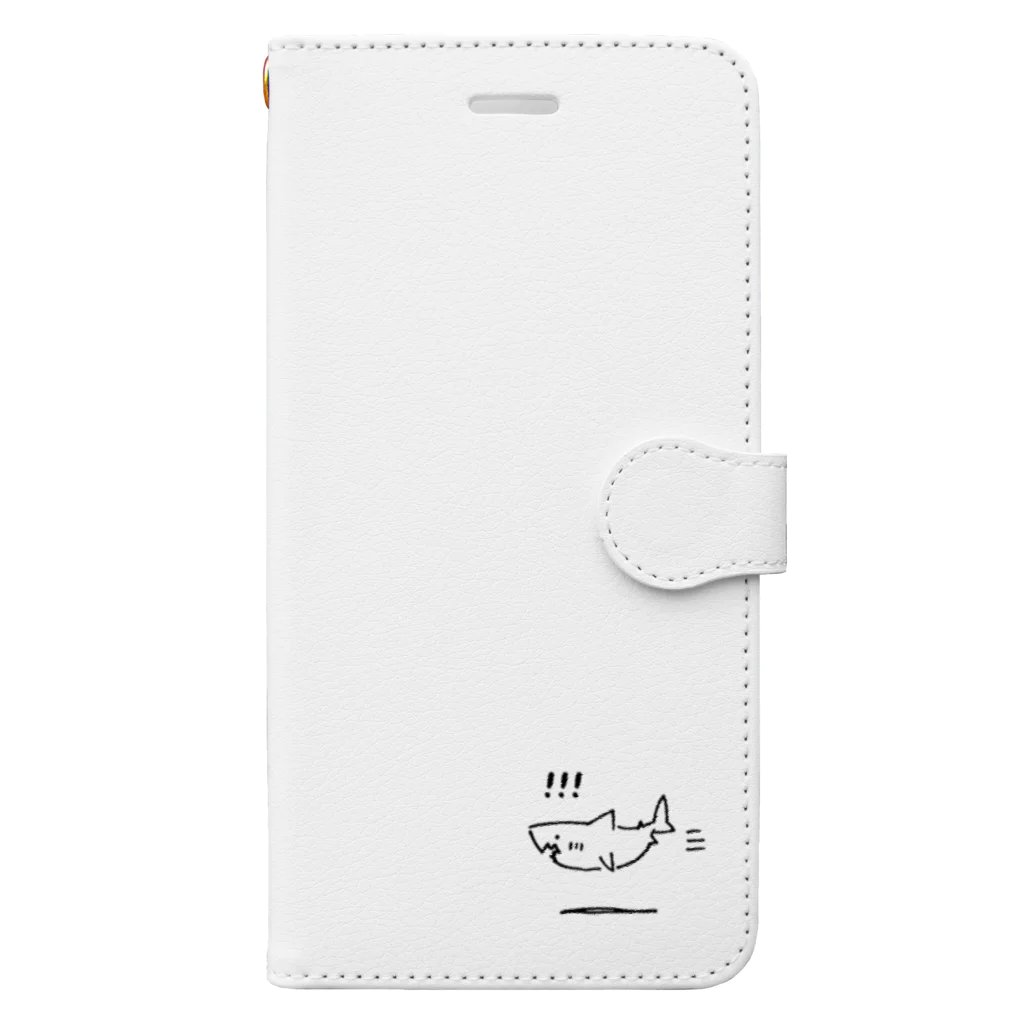 描いたものグッズ化置き場のむてきの空飛ぶサメちゃん手帳型ケース（白） Book-Style Smartphone Case