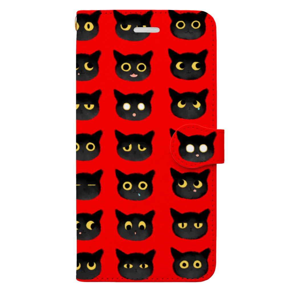 SHOP ベアたんの黒猫のタンゴ レッド Book-Style Smartphone Case