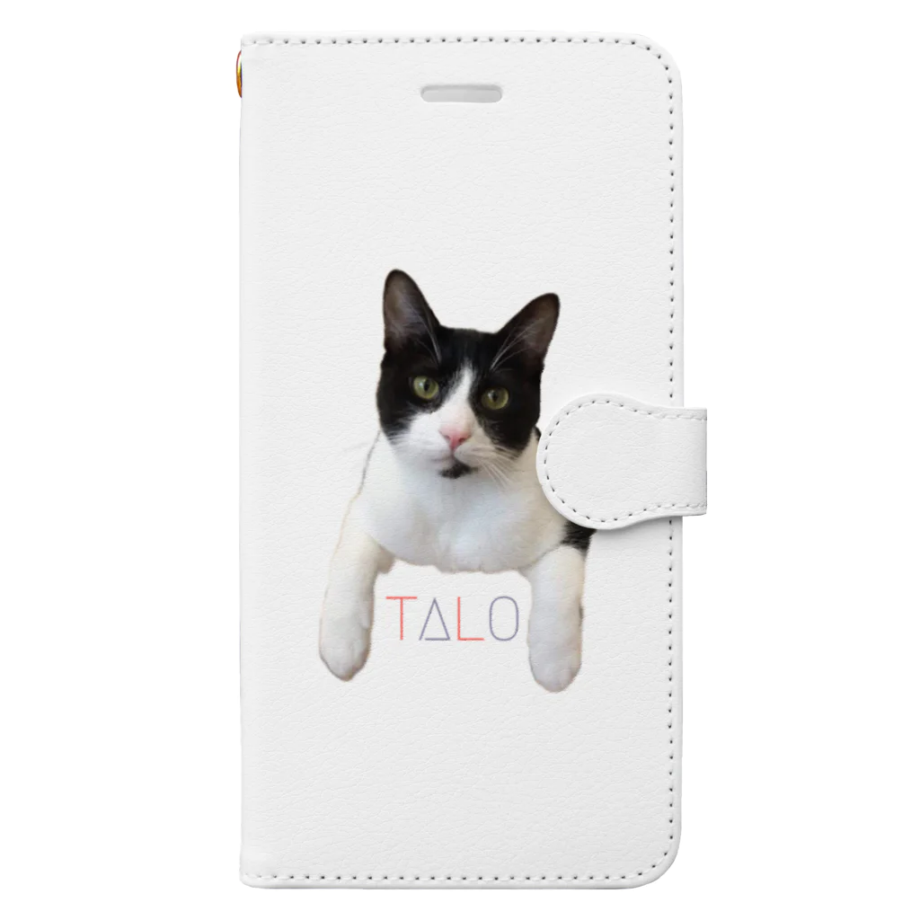 ハチワレ猫のタロのTALO 手帳型スマホケース